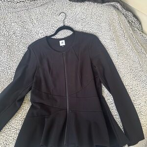 CAbi black Zip-Front Peplum Jacket